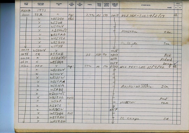 First Contact WA5ZBJ - K5FNI 14 May 1973